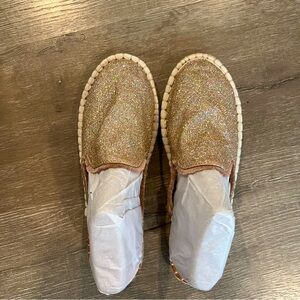 Glittery Espadrille Flats - Ebl Pop Rose glitter slides Amber Size 9.5 NWOT
